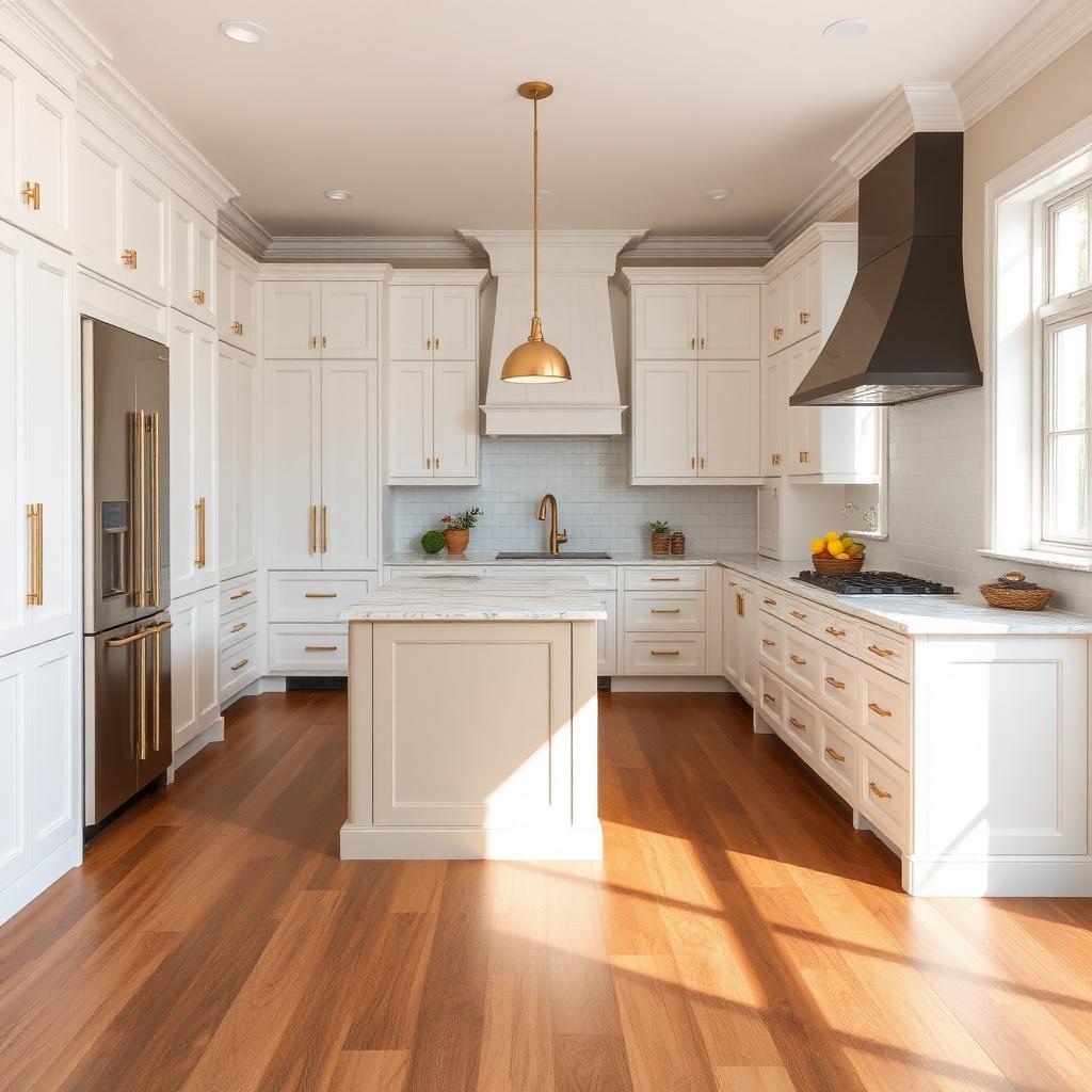 Brownstone dining room with smoked white oak wide-plank flooring and a walnut dining table